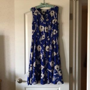 Talbots bright blue floral flounce hem dress